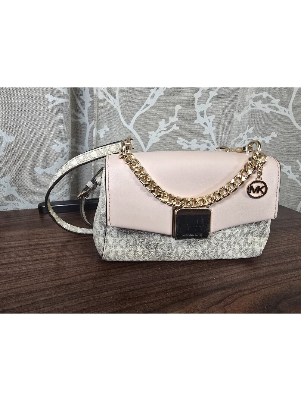 Michael Kors Lita Pink Small Logo & Leather Crossbody Bag MK HandBags